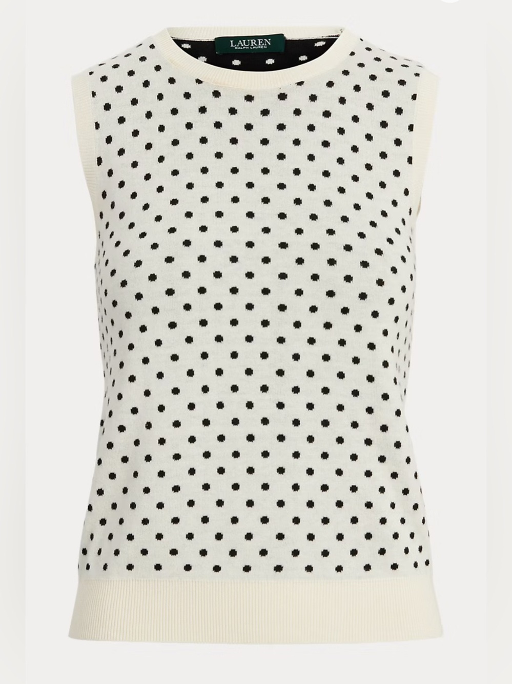 Ralph Lauren Polka-Dot Preppy Cotton-Modal Sweater Vest Size XS